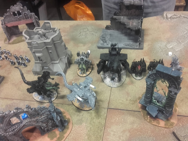 Warhammer 40K Battle report: Dino-riders(Sisters of Battle) facing them.